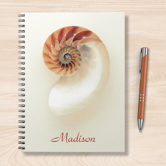 Marine Seashell Gepersonaliseerde naam Minimalist Notitieboek