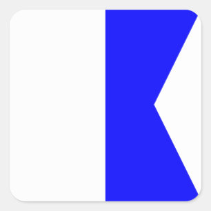 Marine Signaalvlag: Letter "A" (Alpha) Vierkante Sticker