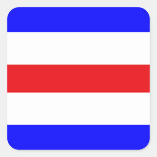 Marine Signaalvlag: Letter "C" Charlie Vierkante Sticker