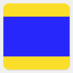 Marine Signaalvlag: Letter "D" (Delta) Vierkante Sticker