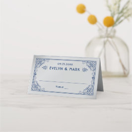  marine Silver Art Deco Wedding Plaatskaartje