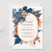 Marine Sinaasappel Modern Elegant Bloemen Vrijgeze Kaart (Voorkant)