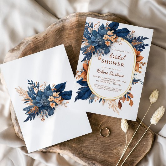 Marine Sinaasappel Modern Elegant Bloemen Vrijgeze Kaart