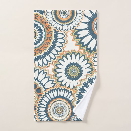 Marine Sinaasappel Multi-Mandala Ontwerp Bad Handdoek (Handdoek)