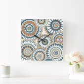 Marine Sinaasappel Multi-Mandala Ontwerp Vierkante Klok (Huis)