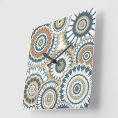 Marine Sinaasappel Multi-Mandala Ontwerp Vierkante Klok (Hoek)