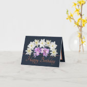 Marine Sinaasappel Wit Paarse Boeket Happy Birthda Kaart (Gele Bloem)