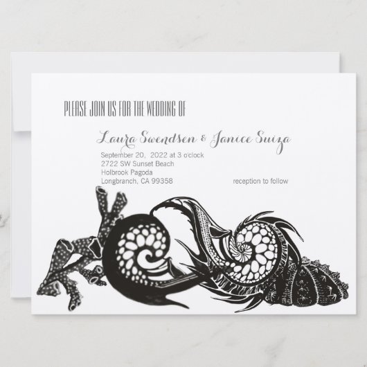 Marine Sketch Invitation Kaart (Voorkant)