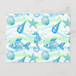 Marine Sketch Pattern Briefkaart