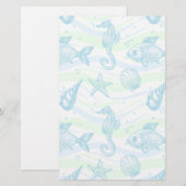 Marine Sketch Pattern Briefpapier (Voorkant / Achterkant)