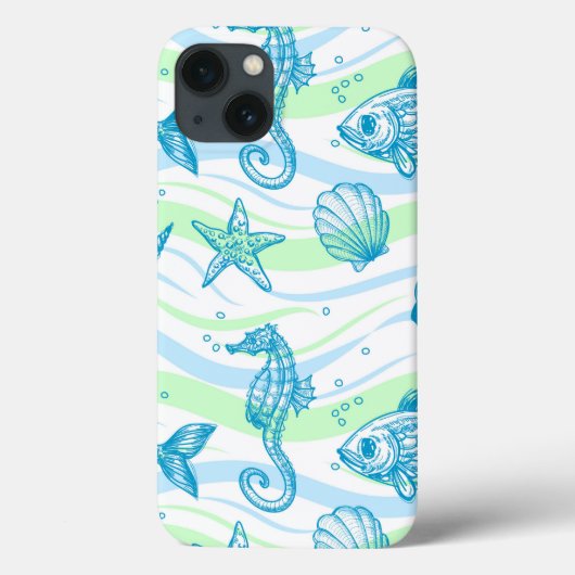 Marine Sketch Pattern Case-Mate iPhone Case (Achterkant)