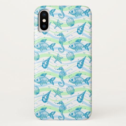 Marine Sketch Pattern Case-Mate iPhone Case (Achterkant)