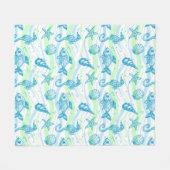 Marine Sketch Pattern Fleece Deken (Voorkant (Horizontaal))