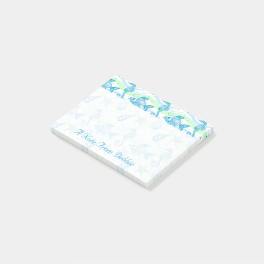 Marine Sketch Pattern | Jouw namen toevoegen Post-it® Notes (Schuin)