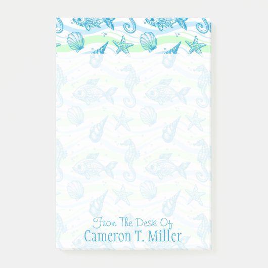 Marine Sketch Pattern | Jouw namen toevoegen Post-it® Notes (Voorkant)