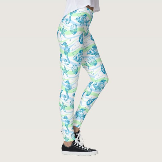 Marine Sketch Pattern Leggings (Rechts)