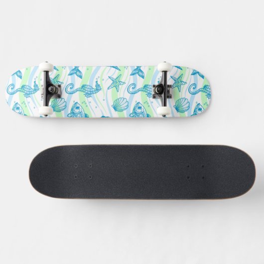 Marine Sketch Pattern Persoonlijk Skateboard (Horizontaal)