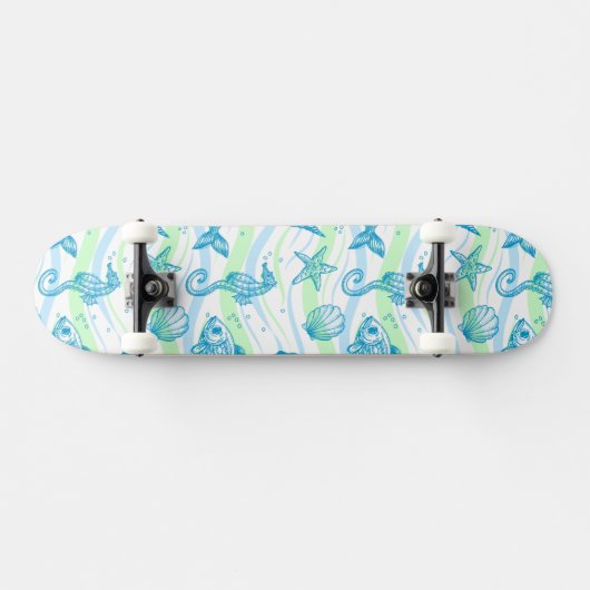 Marine Sketch Pattern Persoonlijk Skateboard (Horizontaal)