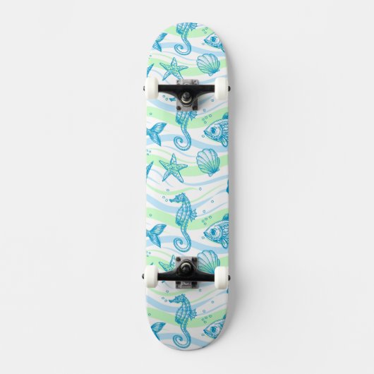 Marine Sketch Pattern Persoonlijk Skateboard (Voorkant)