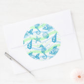 Marine Sketch Pattern Ronde Sticker (Envelop)