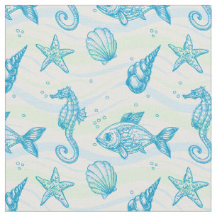 Marine Sketch Pattern Stof