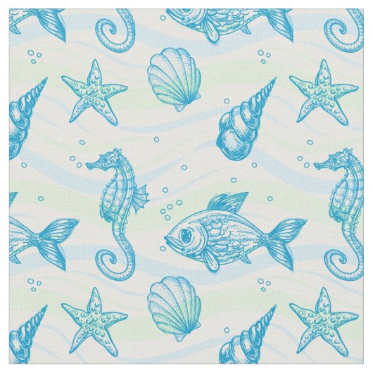 Marine Sketch Pattern Stof (Close Up)
