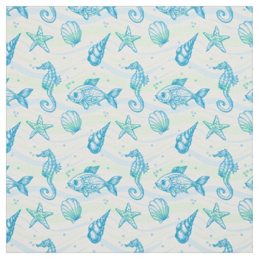 Marine Sketch Pattern Stof (Swatch)