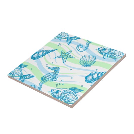 Marine Sketch Pattern Tegeltje (Zijkant)