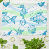 Marine Sketch Pattern Theedoek (Gevouwen)