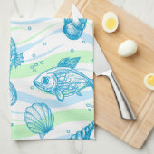 Marine Sketch Pattern Theedoek (Quarter Fold)