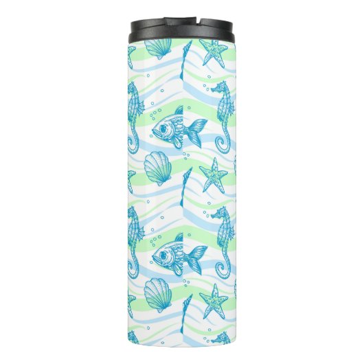 Marine Sketch Pattern Thermosbeker (Achterkant)