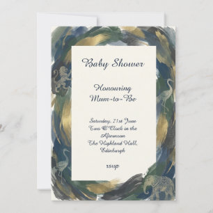 Marine smaragd gouden babyshower uitnodiging
