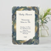 Marine smaragd gouden babyshower uitnodiging (Staand voorkant)
