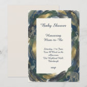 Marine smaragd gouden babyshower uitnodiging (Voorkant / Achterkant)