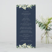 Marine Sneeuwbes+Eucalyptus 4-delige Trouwset Menu (Staand voorkant)