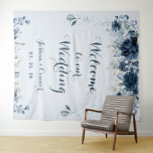 Marine Stofblauw Eucalyptus Welkom Op Ons Huwelijk Wandkleed (In Situ (horizontaal))