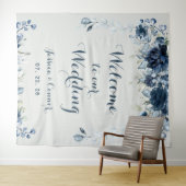 Marine Stofblauw Eucalyptus Welkom Op Onze Bruilof Wandkleed (In Situ (horizontaal))