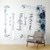 Marine Stofblauw Eucalyptus Welkom Op Onze Bruilof Wandkleed (In Situ (horizontaal))