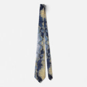 Marine Stofblauw Marmer Gouden Trouw Stropdas (Voorkant)