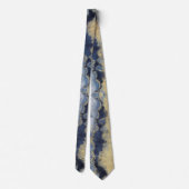 Marine Stofblauw Marmer Gouden Trouw Stropdas (Achterkant)