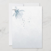 marine stoffige blauwe bloemen botanische bruiloft kaart (Achterkant)