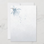 marine stoffige blauwe bloemen botanische bruiloft save the date (Achterkant)