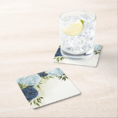 marine stoffige blauwe bloemen bruiloft kartonnen onderzetters (Insitu)