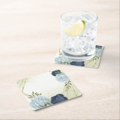 marine stoffige blauwe bloemen bruiloft kartonnen onderzetters (Insitu)