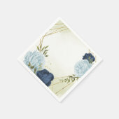 marine stoffige blauwe bloemen bruiloft servet (Hoek)