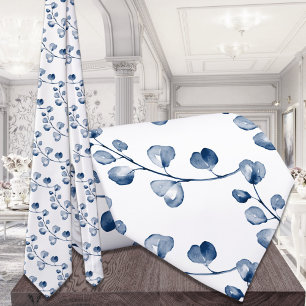 Marine stoffige blauwe eucalyptus huwelijksfeest stropdas