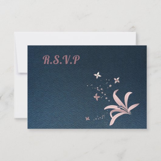 marine & stoffige roos bloemen maaltijdkeuze RSVP- RSVP Kaartje (Achterkant)