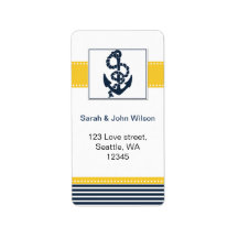 marine strepen,anker, nautische huwelijkslabels