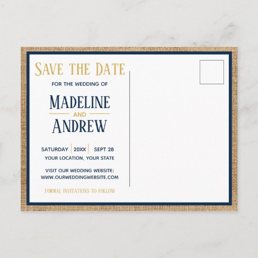 Marine strepen en anker Save the Date Aankondigingskaart (Achterkant)