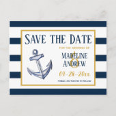 Marine strepen en anker Save the Date Aankondigingskaart (Voorkant)